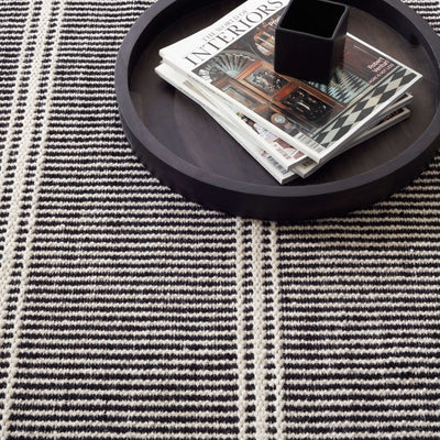 product image for Malta Black/Ivory Handwoven Wool Rug 2 57