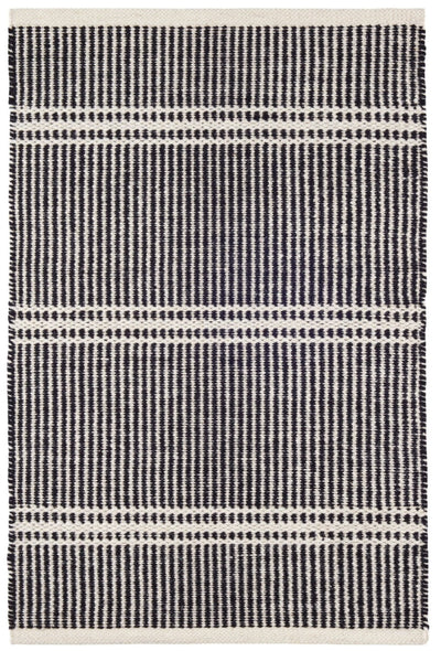 product image for Malta Black/Ivory Handwoven Wool Rug 1 7