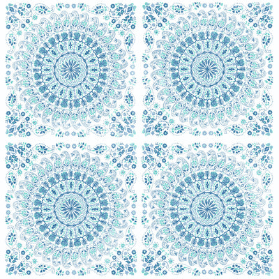 product image for Mandala Peel-and-Stick Wallpaper in Teal and Blue by NextWall 95