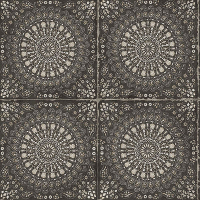 product image of Mandala Boho Tile Wallpaper in Brushed Ebony and Stone from the Boho Rhapsody Collection by Seabrook Wallcoverings 599