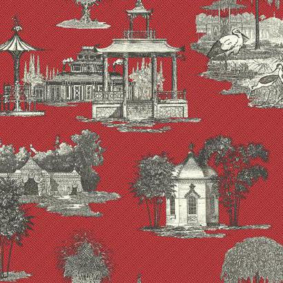 media image for Mandarin Dream Wallpaper in Red by Ashford House for York Wallcoverings 290