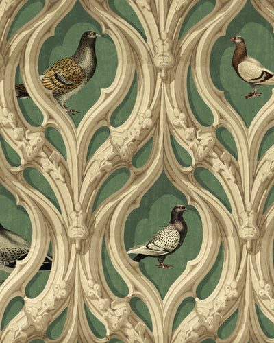 product image of sample manors walls wallpaper in green and taupe from the wallpaper compendium collection by mind the gap 1 594