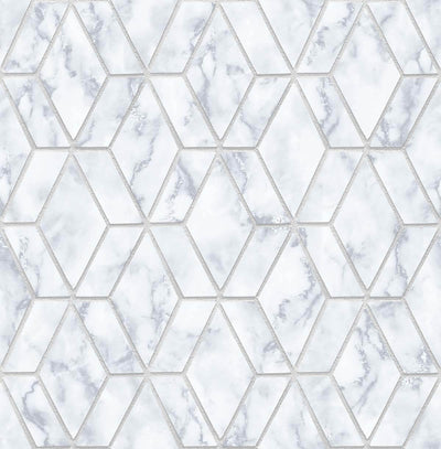 product image of sample marble tile peel and stick wallpaper in grey and metallic silver by nextwall 1 513