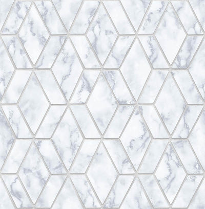 product image of Marble Tile Peel-and-Stick Wallpaper in Grey and Metallic Silver by NextWall 557