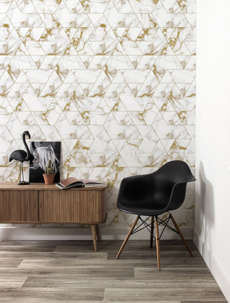 media image for Marble Mosaic Wallpaper in Gold by KEK Amsterdam 222