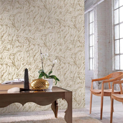product image for Marble Peel & Stick Wallpaper in Gold by RoomMates for York Wallcoverings 75