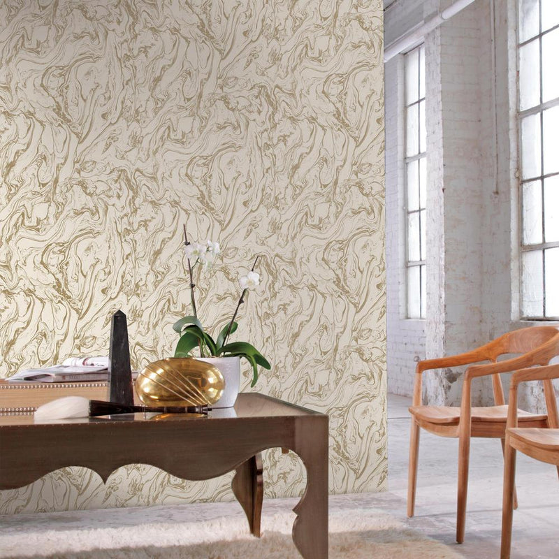 media image for Marble Peel & Stick Wallpaper in Gold by RoomMates for York Wallcoverings 262