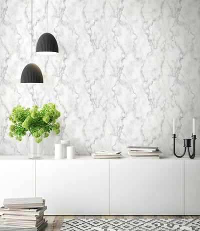 product image for Marble Texture Peel-and-Stick Wallpaper in Grey and White by NextWall 43