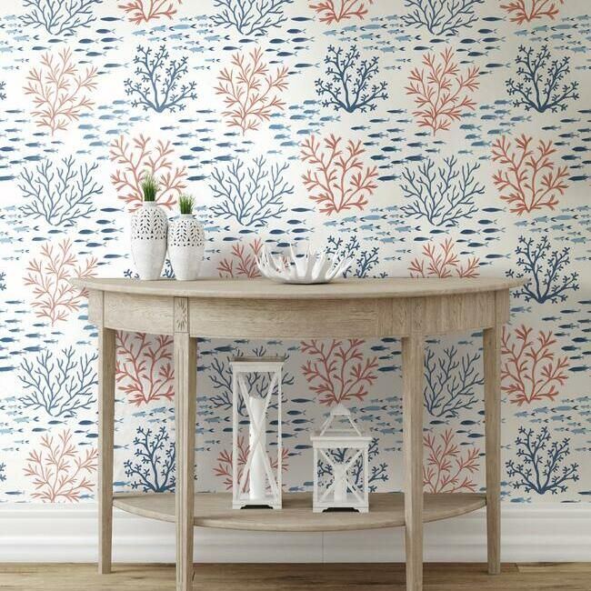 media image for Marine Garden Wallpaper in Coral from the Water& 286