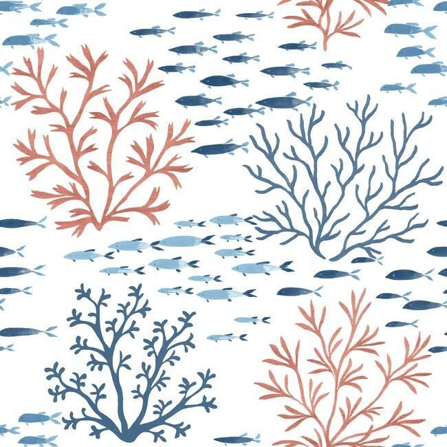media image for Marine Garden Wallpaper in Coral from the Water& 233