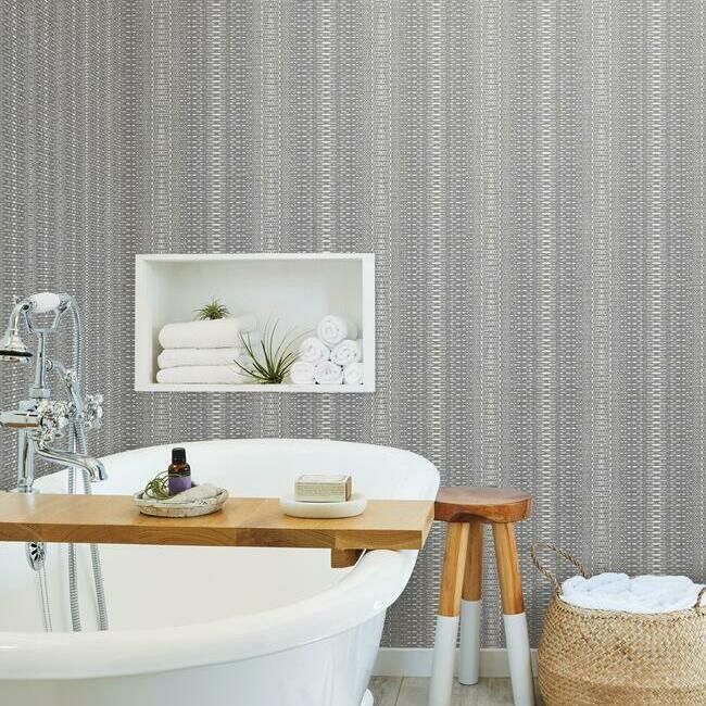 media image for Market Stripe Wallpaper in Black from the Simply Farmhouse Collection by York Wallcoverings 223