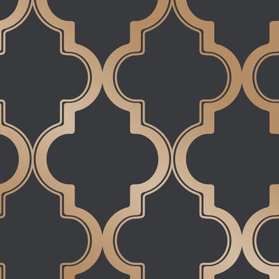 product image of sample marrakesh self adhesive wallpaper in midnight and metallic gold design by tempaper 1 589