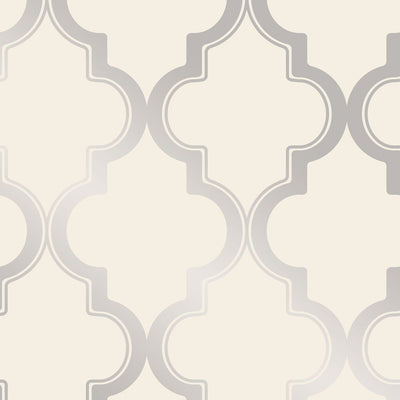 product image for Marrakesh Self-Adhesive Wallpaper in Cream and Metallic Silver design by Tempaper 55
