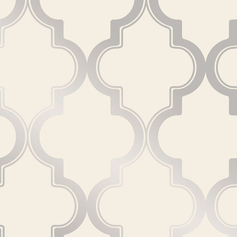 media image for Marrakesh Self-Adhesive Wallpaper in Cream and Metallic Silver design by Tempaper 233