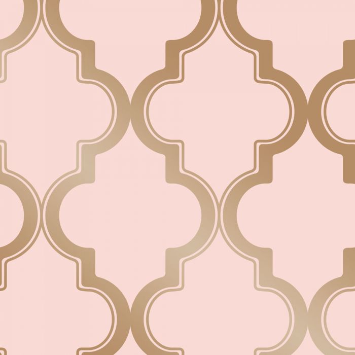 media image for Marrakesh Self-Adhesive Wallpaper in Pink and Metallic Gold design by Tempaper 260
