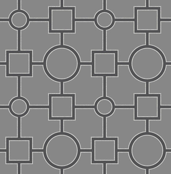 media image for Matrix Black Geometric Wallpaper from the Symetrie Collection by Brewster Home Fashions 283