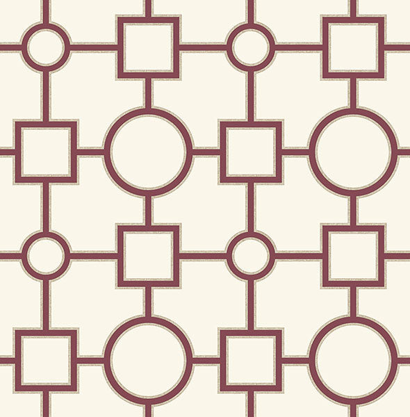 media image for Matrix Burgundy Geometric Wallpaper from the Symetrie Collection by Brewster Home Fashions 284