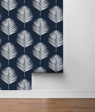 product image for Maui Palm Peel-and-Stick Wallpaper in Midnight Blue and White from the Luxe Haven Collection by Lillian August 70