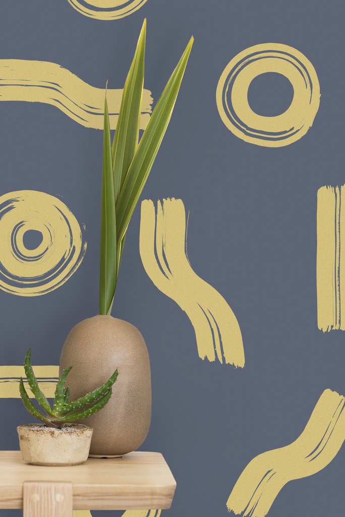 media image for Maxi Wallpaper in Gold on Charcoal design by Thatcher Studio 296