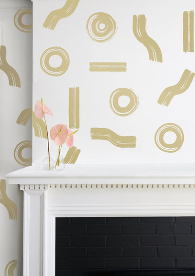 product image for Maxi Wallpaper in Gold on Cream design by Thatcher Studio 46
