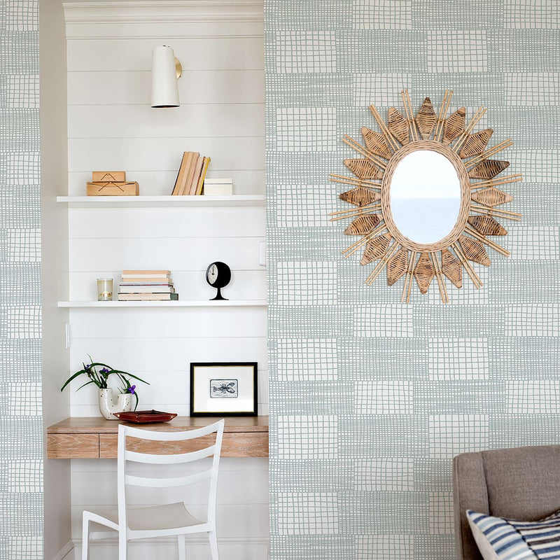 media image for Maxwell Geometric Wallpaper in Aqua from the Bluebell Collection by Brewster Home Fashions 274