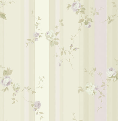 product image of sample mays stripe wallpaper in cream and lilac from the watercolor florals collection by mayflower wallpaper 1 563