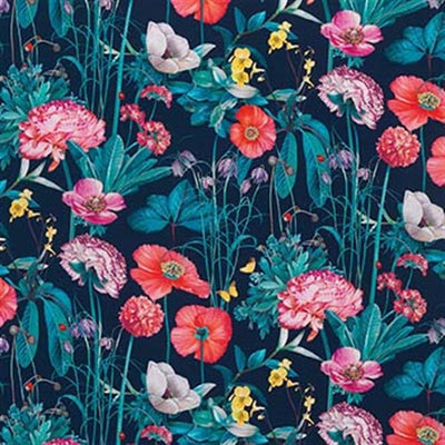product image for Meadow Fabric in Midnight and Coral from the Enchanted Gardens Collection by Osborne & Little 98