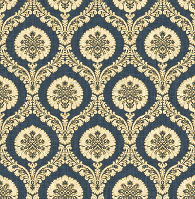 product image for Medallion Ogee Wallpaper in Navy from the Caspia Collection by Wallquest 44