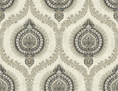 product image for Medallion Ogee Wallpaper in Silver from the Caspia Collection by Wallquest 29