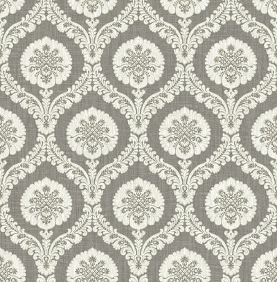 product image of sample medallion ogee wallpaper in silver from the caspia collection by wallquest 1 582
