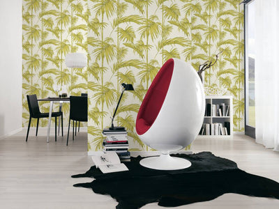 product image for Medina Deco Floral Wallpaper in Green and Cream by BD Wall 74