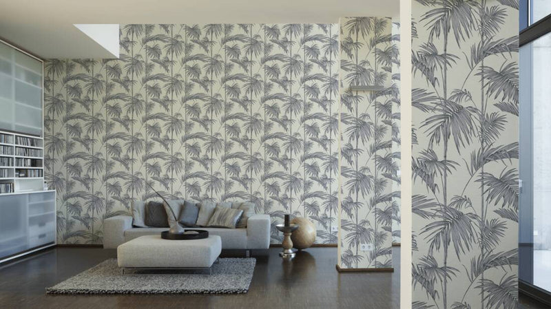 media image for Medina Deco Floral Wallpaper in Metallic, Grey, and White by BD Wall 266