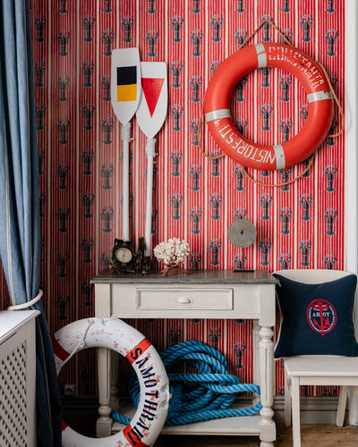 product image for Mediterranean Lobsters Wallpaper in Red from the Sundance Villa Collection by Mind the Gap 55