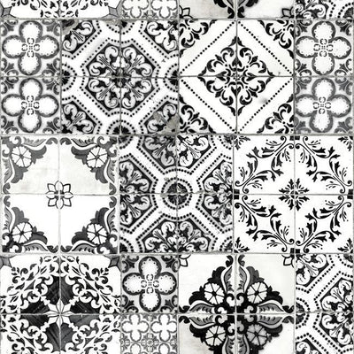 product image for Mediterranean Tile Peel & Stick Wallpaper in Black by RoomMates for York Wallcoverings 51