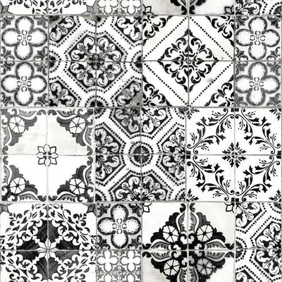 product image for Mediterranean Tile Peel & Stick Wallpaper in Black by RoomMates for York Wallcoverings 71