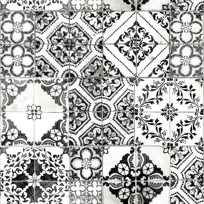 media image for Mediterranean Tile Peel & Stick Wallpaper in Black by RoomMates for York Wallcoverings 232