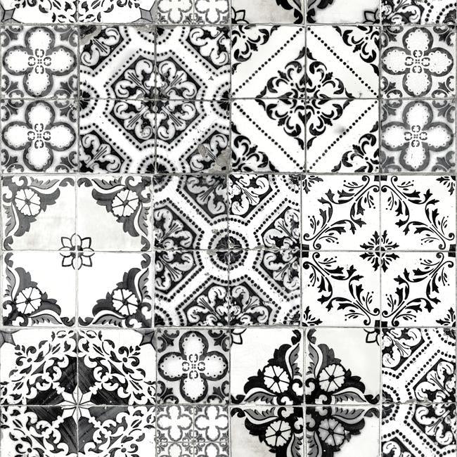 media image for Mediterranean Tile Peel & Stick Wallpaper in Black by RoomMates for York Wallcoverings 295