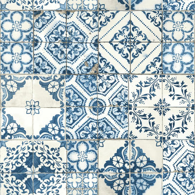 product image for Mediterranean Tile Peel & Stick Wallpaper in Blue by RoomMates for York Wallcoverings 19