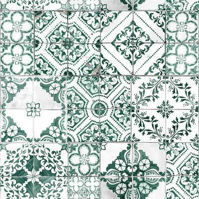 product image for Mediterranean Tile Peel & Stick Wallpaper in Teal by RoomMates for York Wallcoverings 10