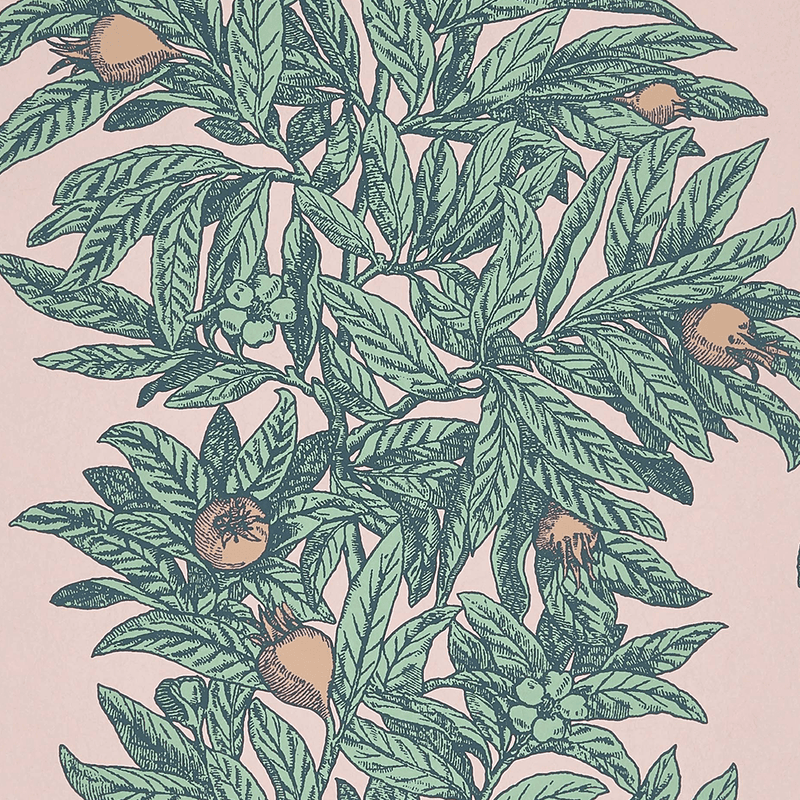 media image for Medlar Wallpaper in Blush and Mint from the Mansfield Park Collection by Osborne & Little 279