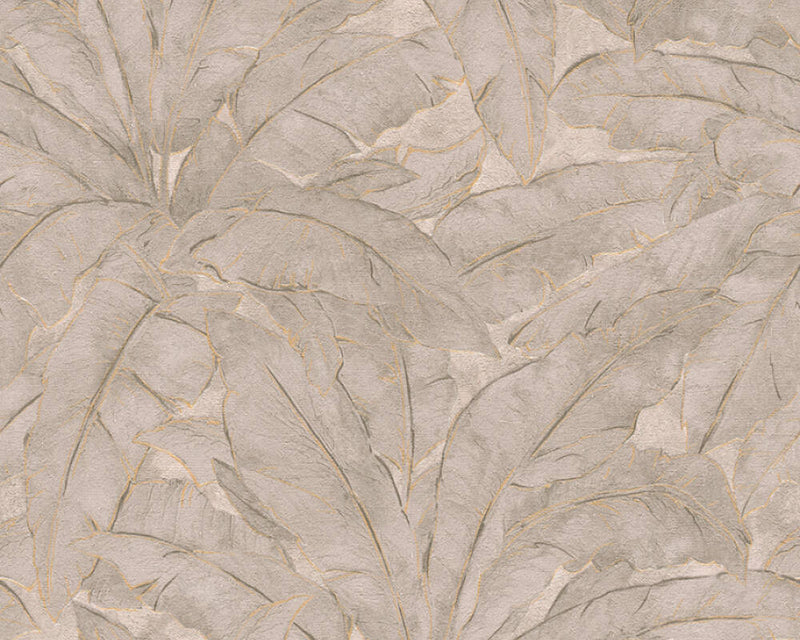 media image for Meera Floral Wallpaper in Beige, Grey, and Gold by BD Wall 262