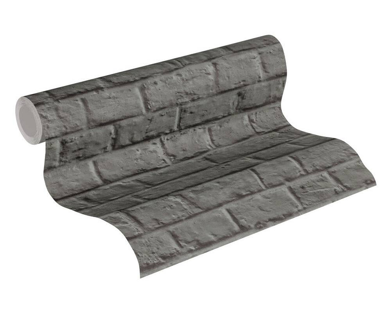 media image for Melora Faux Brick Wallpaper in Black and Grey by BD Wall 296