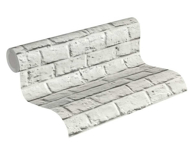 media image for Melora Faux Brick Wallpaper in Grey and White by BD Wall 230