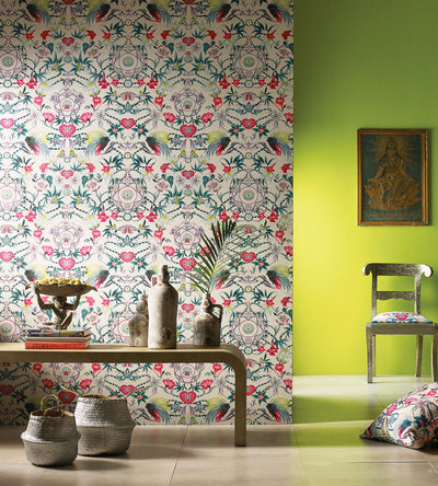 product image for Menagerie Wallpaper in Cerise and Teal by Matthew Williamson for Osborne & Little 6