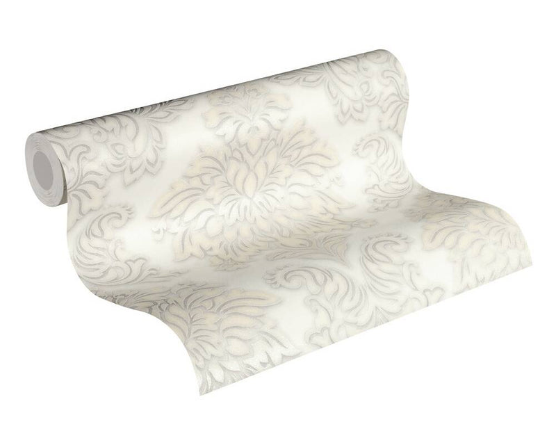 media image for Meredith Classic Baroque Wallpaper in Beige, Grey, and Metallic by BD Wall 243