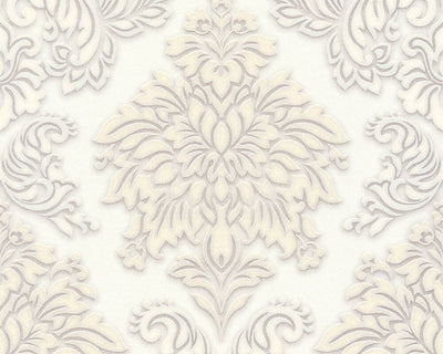 product image of sample meredith classic baroque wallpaper in beige grey and metallic by bd wall 1 537