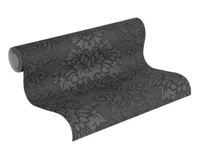 product image for Meredith Classic Baroque Wallpaper in Black, Grey, and Metallic by BD Wall 6