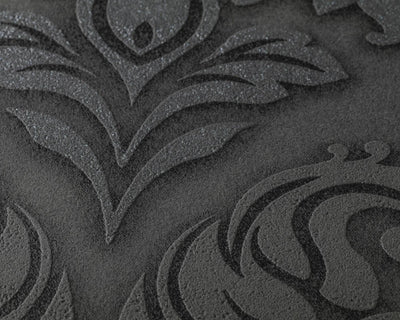 product image for Meredith Classic Baroque Wallpaper in Black, Grey, and Metallic by BD Wall 8