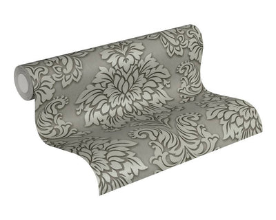 product image for Meredith Classic Baroque Wallpaper in Grey, Beige, and Metallic by BD Wall 80