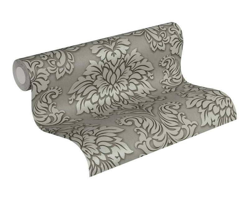 media image for Meredith Classic Baroque Wallpaper in Grey, Beige, and Metallic by BD Wall 275